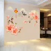 Adesivos de Parede com Sensação Estereoscópica 3D para Casa e Flor de Peônia para Sala de Estar, Adesivos Decorativos Autoadesivos para Parede de Fundo de TV e Quarto