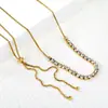 Moda Popular de Venta Caliente Europea y Americana Collar de Acero Inoxidable 18K Cuadrado Redondo Geométrico Asimétrico Colgante Clavícula Collar Joyería al por Mayor