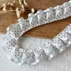 Accesorios de Encaje Plisado de Lunares Blancos y Negros de Doble Capa Material Hecho a Mano para DIY Tablero de Pintura Cinta Accesorios para el Cabello Material para Manualidades Decorativas