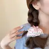 Goma para el pelo de encaje rosa, scrunchie, para moño de chica dulce, diadema impresa estilo coreano 2025