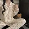 Conjunto de Dos Piezas Ovzf Genuino de Manga Larga y Pantalón Largo, Nuevo Pijama de Algodón Nube para Mujer de Primavera y Otoño, Estilo Pareja, Se Puede Usar Afuera como Ropa de Casa