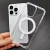 Capa Magnética Transparente para iPhone15ProMax Capa de Telefone Apple 11/12/13/14 Capa de Carregamento Sem Fio