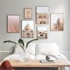 Pintura Decorativa de Arco Arquitectónico Estilo Nórdico, Pintura de Paisaje con Plantas y Flores, Pintura para Colgar en la Pared de Fondo de la Sala de Estar