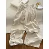 Pantalones de pijama holgados florales dulces estilo coreano para niñas, talla grande de verano, se pueden usar afuera, pantalones largos casuales rectos para el hogar