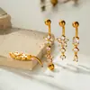 Piercing de Umbigo Henson em Aço Inoxidável com Zircônia Inlaid de Cobre, com Pingente de Borboleta e Franja, Piercing de Umbigo Estilo Europeu e Americano Transfronteiriço