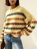 Suéter de Punto con Cuello Redondo para Mujer Amazon, Primavera y Otoño, Bloques de Color, Suave y Cómodo, Adecuado para Ir al Trabajo, Apto para la Piel, Top Versátil para el Día a Día, Al Por Mayor en Stock