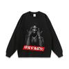 Camiseta base de manga longa hip hop vintage masculina e feminina com estampa de personagem de rap hip hop americano retrô desgastada