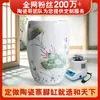 Tina de cerámica azul y blanco pintada a mano para baño de pies con vapor para centros de salud, cuenco de cerámica para fumigación de pies de medicina tradicional china, tina de cerámica para terapia de remojo de pies para cuidado de la salud en el hogar