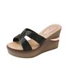 Pantuflas de Cuña para Mujer 2025 Verano Nuevo Boca de Pez Tacones Altos Plataforma Impermeable Sexy Pedrería Suela Gruesa Pantuflas para Exterior