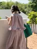 Conjunto de Vestido Largo sin Mangas con Volantes para Niñas Floral y Xun 2026 Nuevo Verano Conjunto de Dos Piezas con Chaleco para Niños Conjunto de Moda