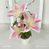 Flores de lírio artificiais, plantas em vaso, flores de seda, peças decorativas para salas de estar e mesas de jantar, arranjos florais para decoração de casa e de fundo de casamento