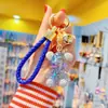 Pingente de chaveiro de urso violento com estrela cravejada de diamantes criativo pingente de chaveiro de moda menina urso transparente pendente de bolsa