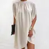 Moda Femenina Nueva Tallas Grandes Europea y Americana 2026 Vestido Holgado de Cuello Redondo para Sitios Independientes de Amazon
