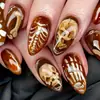 Moda Europea y Americana Estilo Ins Uñas Redondas Almendra Calavera Punk Día de Muertos Halloween Uñas Postizas Venta al por Mayor