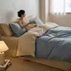 Juego de Cama de Cuatro Piezas de Algodón Puro Cerámico Cepillado Clase A 100 Hilos para Otoño e Invierno, Engrosado para Calidez, Algodón Puro para Dormir Directamente en la Cama