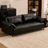 Sofá Estilo Retro Nórdico para Apartamentos Pequenos, Casas de Aluguel e Apartamentos, Sofá Duplo Pequeno de Couro e Tecido Linha Reta Vintage