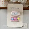 Novo Prendedor de Cabelo Oval Estampado Doce Estilo Coreano para Crianças, Grampo Lateral de Desenho Animado, Presilha Fofa de Botão