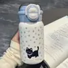 Taza térmica simple para niñas con popote, diseño de alta calidad, vaso para beber de doble propósito, taza Labubu de acero inoxidable 316, portátil para estudiantes