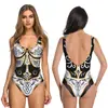 2025 Exportación Transfronteriza Halloween Nuevo Traje de Baño Bikini de una Pieza Impreso Creativo 3D para Mujer Traje de Baño Personalizado