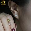 Novos brincos de moissanite de prata 925 criativos em formato de folha de bordo brincos de hip-hop europeus e americanos para homens e mulheres com brincos em estoque