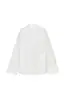 Direto da fábrica transfronteiriço: Nova camisa estilo chinês com gola alta, bolsos bordados, com uma discreta carcela oculta, punhos largos e um design feminino