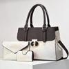 Bolsa de Mão Multicolorida Moda Color-Blocking Tote Grande Capacidade Retrô Versátil Bolsa de Ombro Comércio Exterior Bolsa Feminina para o Dia a Dia