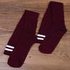 Invierno Calcetines Altos de Algodón con Raya Vertical Torcida de Dos Barras Estilo Coreano Delgado Hasta la Rodilla Estilo Académico Combinación Versátil para Mujer