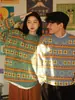 Suéter para Hombre Holgado Ropa Exterior Estilo Retro Mori Ins Otoño e Invierno Nuevo Chic Estilo Hong Kong Rayado Antiguo Estilo Hong Kong Top de Moda