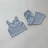 Ropa para niños de Corea del Sur 2024 verano nuevo niñas seda de hielo estilo occidental chaleco sin mangas color sólido traje de pantalones acampanados moda