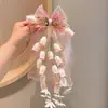 Nuevos Accesorios para el Cabello de Flores para Mujer, Pinza para el Cabello de Lirio del Valle Azul, Pasador Largo de Malla con Lazo de Alta Gama