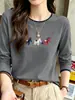 Camiseta de algodão puro de manga longa estilo novo 2026, falsa de duas peças para mulheres, moda ins versátil, top base branco que rejuvenesce para o outono