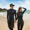 Traje de Buceo Coreano Talla Grande para Mujer Pareja Manga Larga Medusa Traje de Baño Cremallera Dividida Pantalones con Protección Solar Traje de Snorkel
