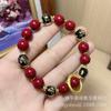 Pulsera Redonda de Cuentas con Esmalte Gris Fragante y Múltiples Círculos de Cinabrio, Pulsera de Nuevo Estilo de Boutique de Moda para Mujeres, Sencilla