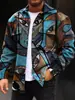 Nueva Chaqueta Casual Estampada para Hombre con Cuello, Estampado Digital 3D de Patrón Multicolor Personalizado para Primavera y Otoño