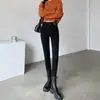 Jeans Preto de Cintura Alta Feminino Moda Outono e Inverno 2024 Novo Versátil Justo Stretch Skinny Calça Lápis