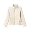 Chaqueta acolchada de lana de grafeno con cuello alto, forrada de forro polar para mayor calidez, diseño ajustado, estilo corto, versátil para mujer