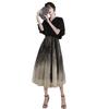 Vestido de Noche para Reunión Anual para Mujeres 2026 Estilo Nuevo, Se Puede Usar en Banquetes y Uso Diario, Estilo Hepburn Negro Vestido de Presentadora para Examen de Artes Vocales