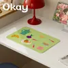 Jogo Americano de Couro Off-White, Estilo Coreano, Versátil, Impermeável, À Prova de Óleo, Limpável com Pano, Lavável, Tapete Resistente ao Calor, Mouse Pad de PVC, Suporte para Tigela