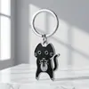 Llavero de Gato Cruzado de Dibujos Animados Transfronterizo Llavero de Acero Inoxidable Divertido de Dibujos Animados Colgante de Gato Negro Cruzado