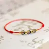 Benmingnian Fantasma Verde Cuerda Roja Ancla Pulsera Tejida Fina para Mujer Cuentas Haoyun Estilo Antiguo Simple Regalo para Novia