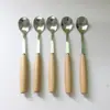 Fornecido Diretamente pelo Fabricante, Talheres de Aço Inoxidável com Cabos de Madeira de Faia, Colheres Pequenas, Colheres para Mexer Café Atacado
