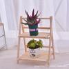 Estante de madera maciza para flores, para sala de estar, balcón, almacenamiento de madera, multicapa, para interiores, multifuncional, con rosas verdes carnosas.