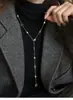 Nuevo collar de perlas artificiales de doble capa, cadena para la clavícula de moda exquisita transfronteriza, cadena de suéter de lujo ligero estilo francés
