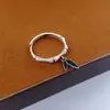 Anillo de seguridad de junta de bambú plateado anillo retro Xiaoqing nuevo color hoja de bambú personalidad Anillo Festival rascacielos Anillo Índice explosión transfronteriza