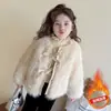Abrigo de Piel Sintética para Niñas 2025 Nuevo Otoño e Invierno Suéter de Piel para Niños Atuendo de Invierno Abrigo de Algodón Moderno para Bebé Niñas