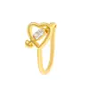 Pinza para Nariz Geométrica en Forma de U sin Perforación Estilo Europeo y Americano con Flor de Zirconia Incrustada de Cobre, Gota de Agua y Corazón, Joyería Falsa para Perforación de Nariz