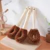 Escova de Limpeza para Descontaminação, Escova Multifuncional para Lavar Louça, Escova para Esfregar Panelas, Escova de Fibra de Coco para Panelas, Escova para Esfregar Panelas com Cabo de Madeira para Cozinha