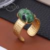 Anillo Retro Estilo Palacio Acero Inoxidable Chapado en Oro Ajustable Galvanizado Oro de 18K para Mujer Anillo Geométrico