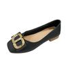 Zapatos Planos de Punta Cuadrada para Mujer 2024 Primavera y Otoño Nuevo Estilo Boca Baja Versátil de una Sola Pierna Suela Suave Zapatos de Abuela Hebilla Cuadrada Estilo Pequeño Aroma