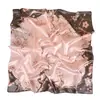 Xale de Proteção Solar Transfronteiriço de 90cm, Tecido Fino de Seda com Estampa de Flor de Pêssego, Lenço de Cabeça com Lenço de Seda Estampado